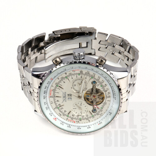 Jaragar Large White Dial Automatic Mechanical Watch, A034