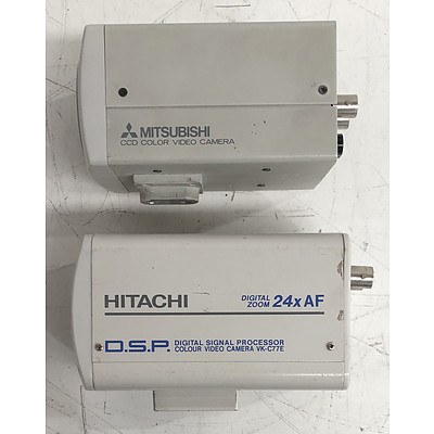 Hitachi and Mitsubishi Colour Video Cameras - Lot of Two