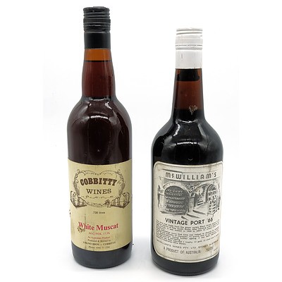 McWilliams Vintage Port 1966 and Cobbitty Wines White Muscat 750ml - Lot of Two Bottles