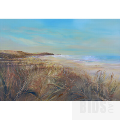 Tanya Nelipa (born 1956), Grasses at Handkerchief Beach, Oil on Canvas