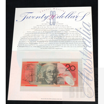 1994 $20 First Polymer Note Run in folder