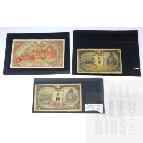 Three Japanese WWII Banknotes