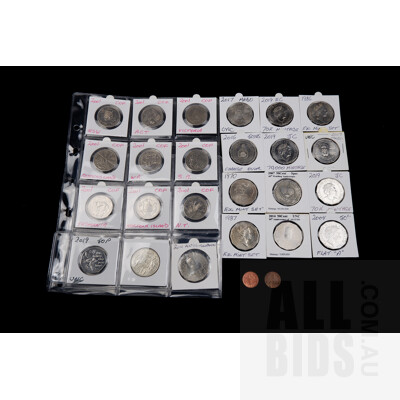Collection of Australian Commemorative Coins Including 1966 Round 50c Uncirculated Piece