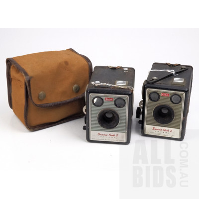 Two Vintage Kodak Brownie Flash II Cameras - One with Canvas Case (2)