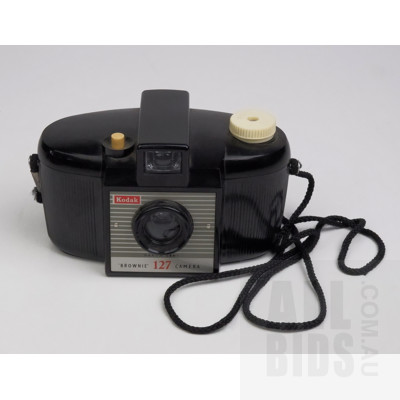 Vintage Kodak Brownie 127 Camera with Vinyl Carry Case and Original Manual