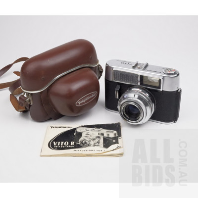 Vintage Voigtlander Vito B Camera with Original Leather Case and Manual