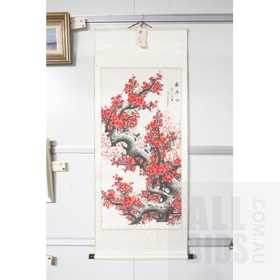 Chinese Scroll Depicting Blossoms - 20th century
