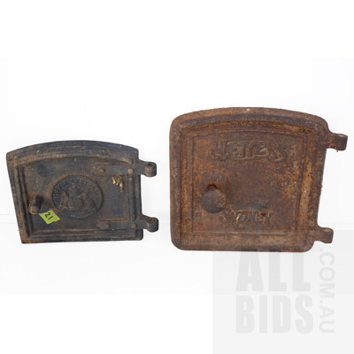 Vintage Cast Iron Metters Sydney and Advance Australian Pot Belly Stove Doors (2)