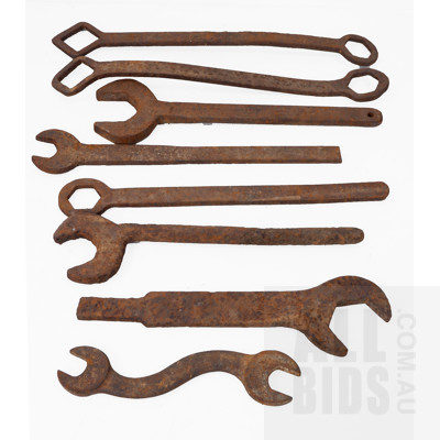 Eight Large Vintage Spanners