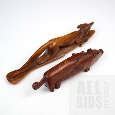 Carved Wooden Pigs from Vanuatu and Carved Rat from Solomon Islands (2)