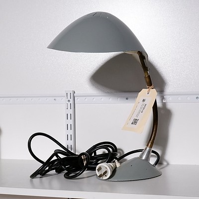 Retro Grey Industrial Desk Lamp with Cast Iron Base