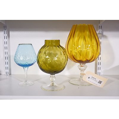 Three Pieces of Oversized Coloured Glass Stemware (3)