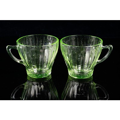 Two Vintage Uranium Glass Coffee Cups (2)
