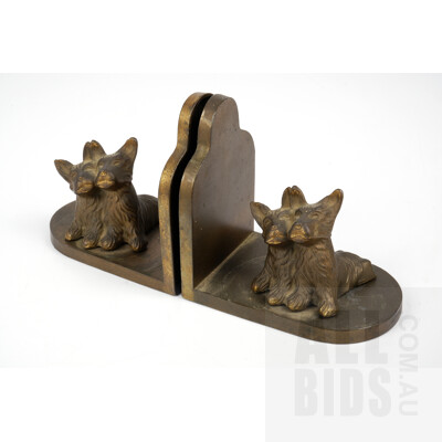 Pair Vintage Brass Bookends with Scotty Dogs