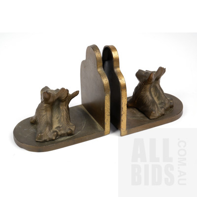 Pair Vintage Brass Bookends with Scotty Dogs