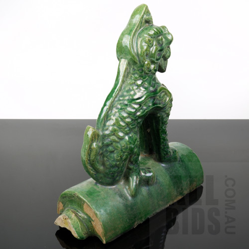 Chinese Ceramic Green Glazed Roof Tile with Dragon Finial 