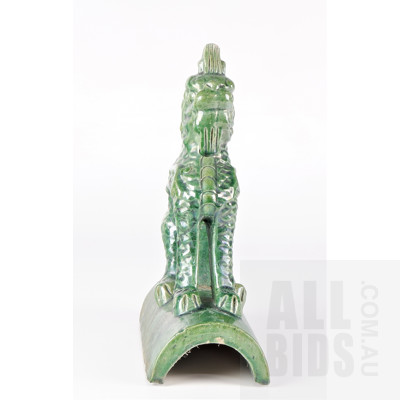 Chinese Ceramic Green Glazed Roof Tile with Dragon Finial 