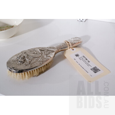 Vintage Chinese Unmarked Silver Hairbrush with Dragon Motif