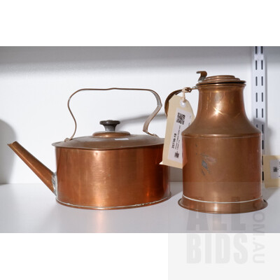 Vintage Copper Kettle and Lidded Jug