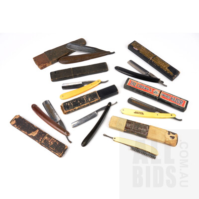 Collection Seven Vintage Cut Throat Razors Including The Krop, Beaut, Bengall and More