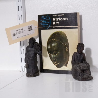 Two African Carvings, Signed RRM to Base and First Edition African Art by F Willett