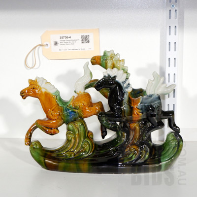 Chinese Tang  Style Ceramic Statue of Galloping Horses
