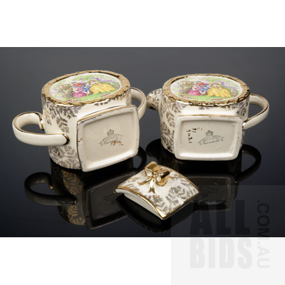 Vintage Sadler Crinoline Ladies Porcelain Lidded Sugar Bowl and Matching Jug