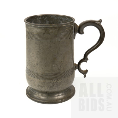 Antique Victorian Pewter Tankard by James Yates