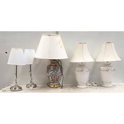 Assorted Bedside Lamps - Lot Of 5