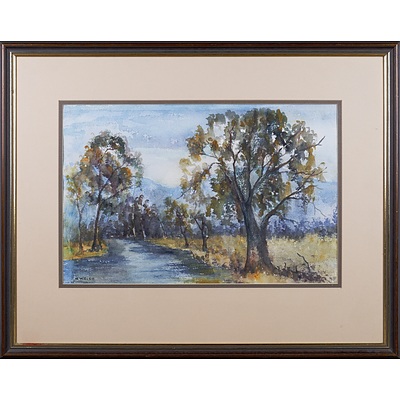Nora Walsh, River Scene, Watercolour, 36 x 54 cm