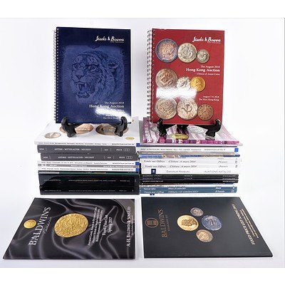 Collection of Approximately 33 Numismatics Auction Catalogues Including Noble, Stacks Bowers and Ponterio and More
