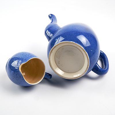 Vintage Moorcroft Pottery Blue Glazed Demitasse Coffee Set - 13 Pieces
