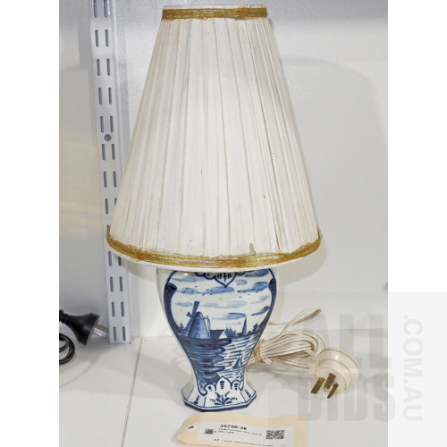 Delft Porcelain Blue and White Lamp