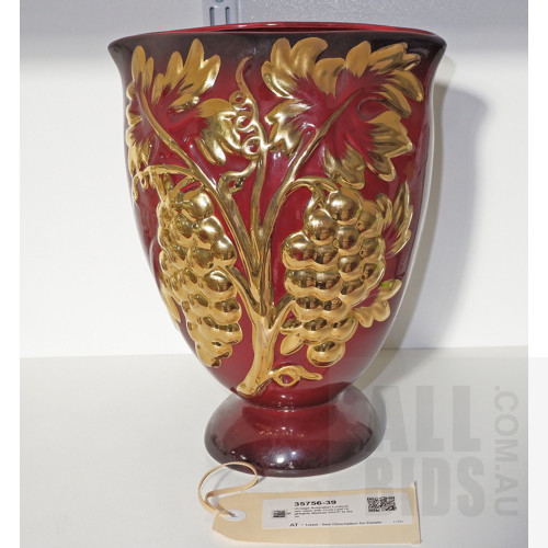 Vintage Australian Lusterware Vase with Gold Leaf Highlights Marked AACP to Base