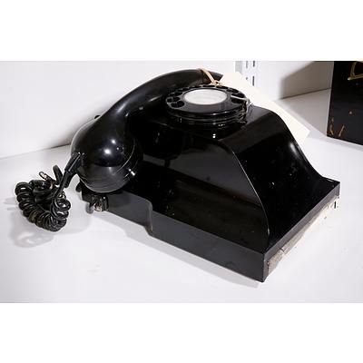 Vintage Black Rotary Dial Wall Mounted Telephone