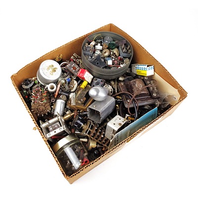 Large Assortment of Vintage Radio and Electrical Components and Pieces including Valves