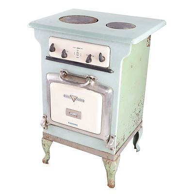 Antique Metters 'Early Kooka' Enamel Electric Stove on Original Stand