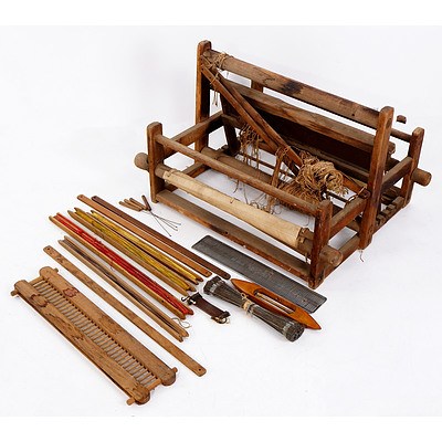 Vintage Bench Top Weaving Loom with Accessories