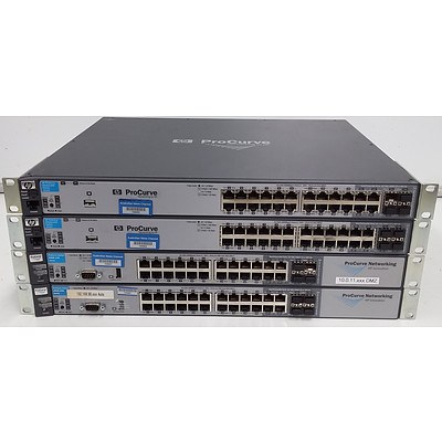 HP ProCurve Assorted 24 Port Managed Gigabit Ethernet Switch - Lot of Four