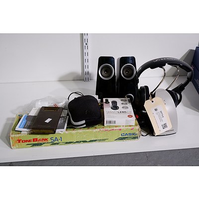 Sennheiser Cordless Headphones, Vintage Casio Mini Keyboard and Assorted Electronics