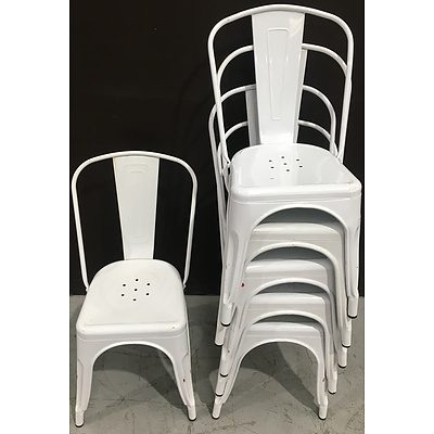 6 White Replica Tolix Dining Chairs