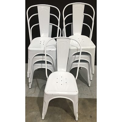 7 White Replica Tolix Dining Chairs