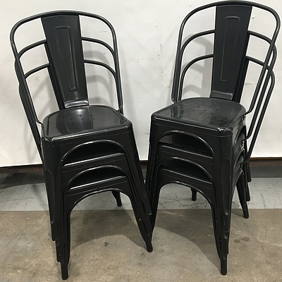 6 Black Replica Tolix Dining Chairs