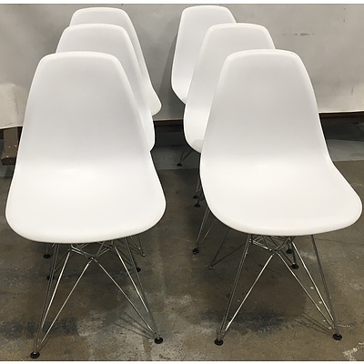 6 White Replica Eames Dining Chairs