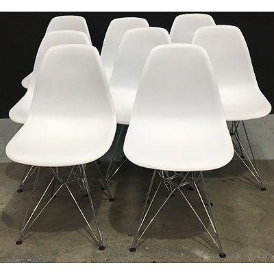 8 White Replica Eames Dining Chairs