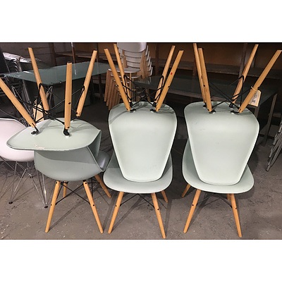 6 Olive Green Replica Eames Dining Chairs