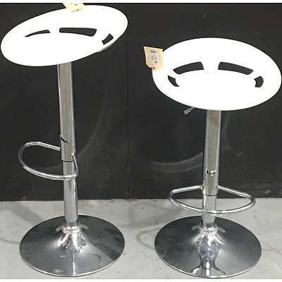 Tractor Seat Style Chromed Metal Frame Bar Stools - Lot Of Two