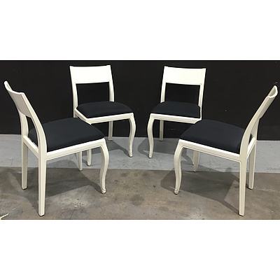 Timber Frame Painted White Dining Chairs - Lot Of Six
