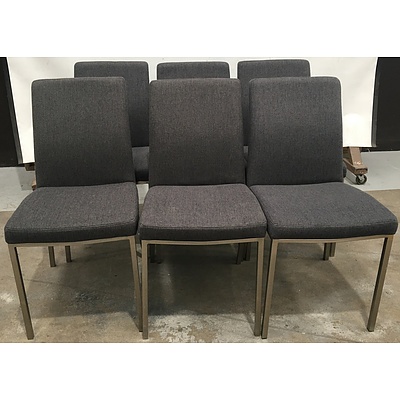 Freedom Furniture Grey Fabric Dining Chairs - Lot Of Six