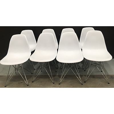 8 White Replica Eames Dining Chairs